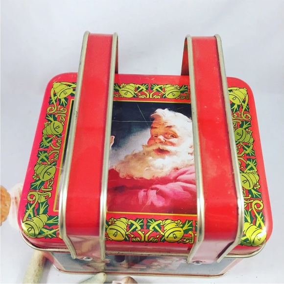 COCA COLA Santa Collectors Vintage Christmas Handled Coke Tin - Picture 2 of 6